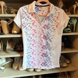 ⛳️ Pebble beach neon animal print women’s golf / tennis polo.
